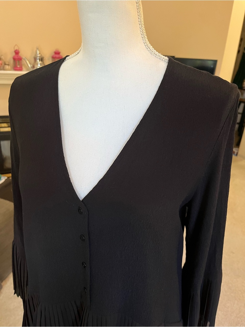 Zara Black Accordion Pleated Tunic - Picture 3 of 13